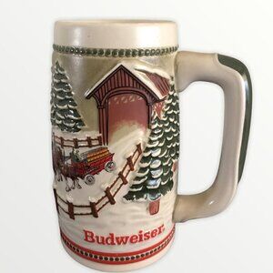 Budweiser Beer Stein by Ceramarte Covered Bridge, Anheuser-Busch Mug 1984